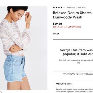 Madewell Relaxed Denim Shorts